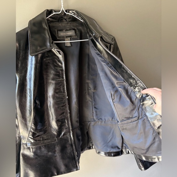 Vintage Banana Republic size 14 Patent Leather Jacket, Shiny, grunge, emo 🖤 - Picture 6 of 8